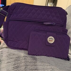 Vera Bradley Quilted Purple Crossbody Bag and Wallet